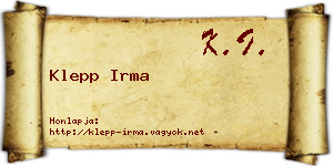 Klepp Irma névjegykártya